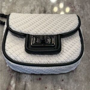 Karl Lagerfeld Black-Trimmed White Mini Bag NWOT
